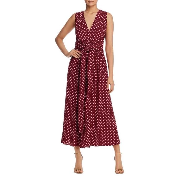 Kate Spade Womens Lia Jumpsuit 4 Burgundy Pink Polka Dot Wide Leg One Piece - Picture 11 of 11